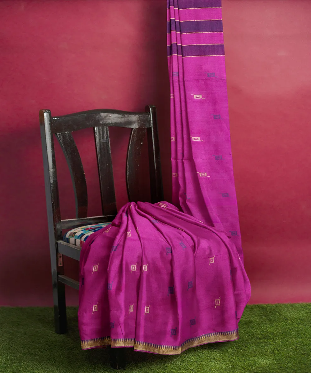 Purple plain butta rajahmundry handwoven cotton saree