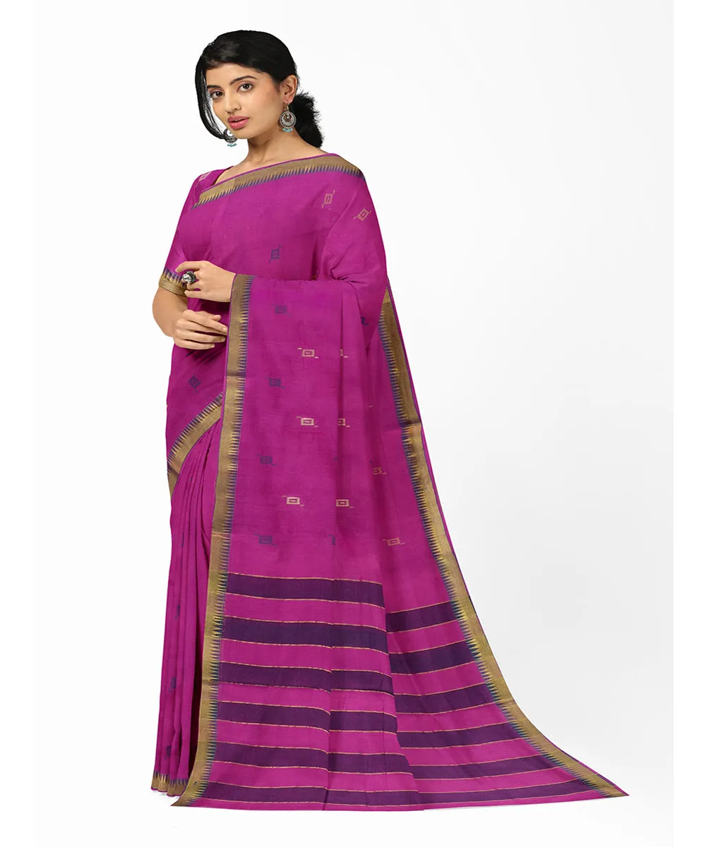 Purple plain butta rajahmundry handwoven cotton saree