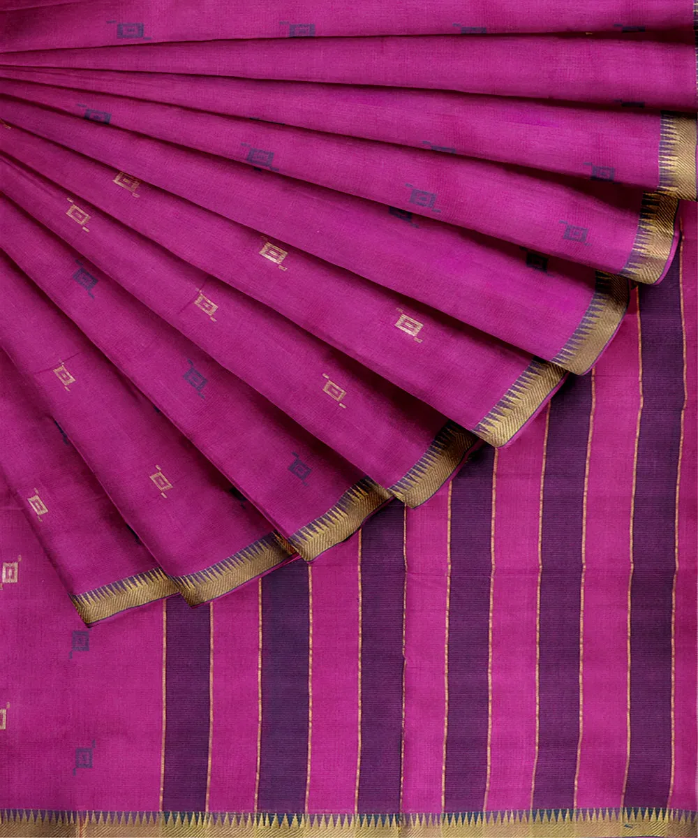 Purple plain butta rajahmundry handwoven cotton saree