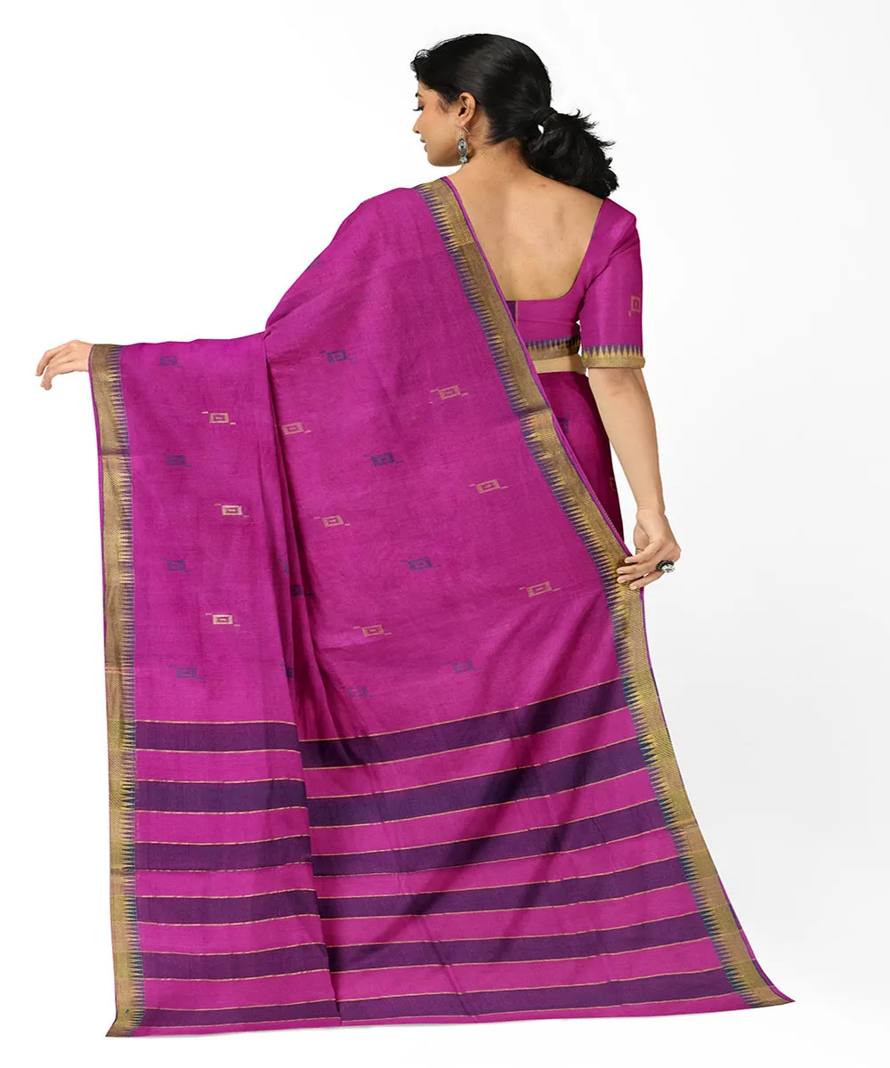 Purple plain butta rajahmundry handwoven cotton saree