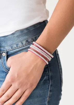 Rollin' In Rhinestones Pink Wrap Bracelet