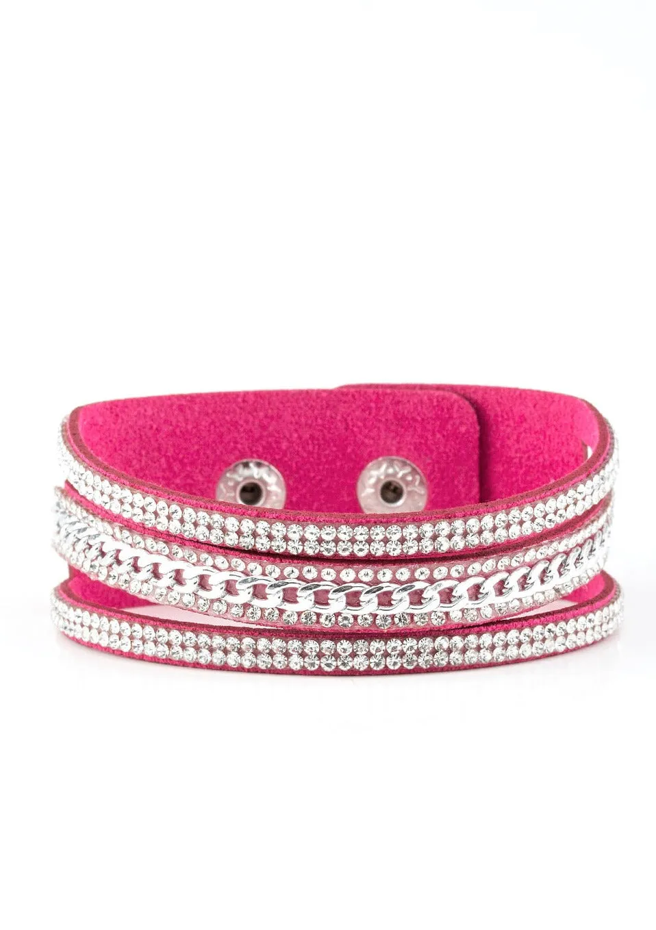 Rollin' In Rhinestones Pink Wrap Bracelet