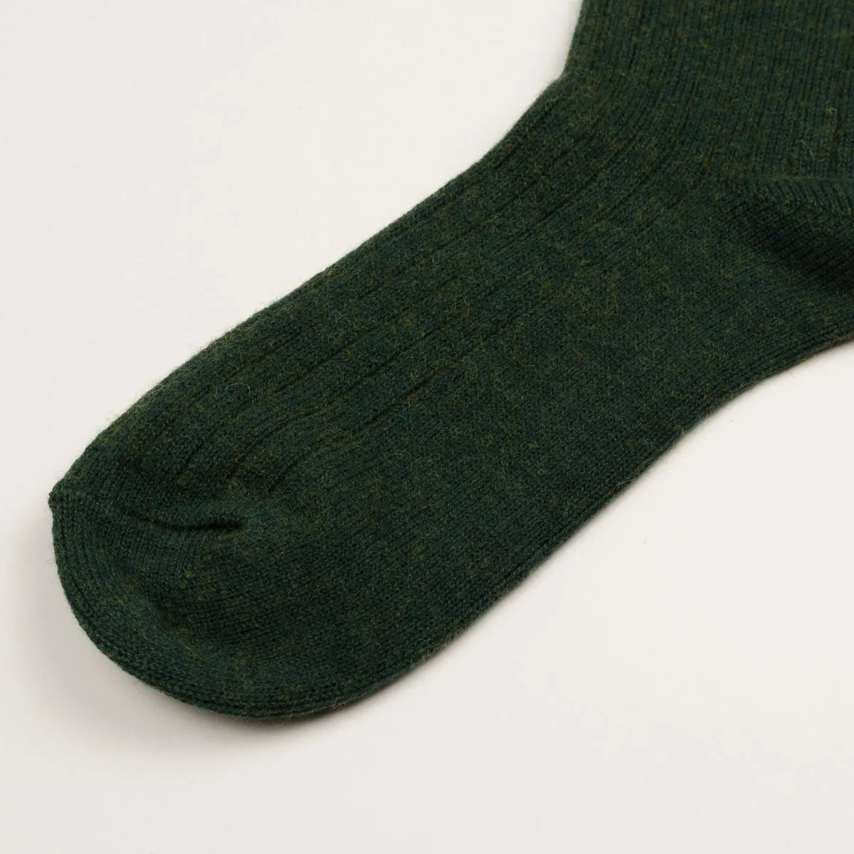 RoToTo - Cotton Wool Rib Socks - Dark Green