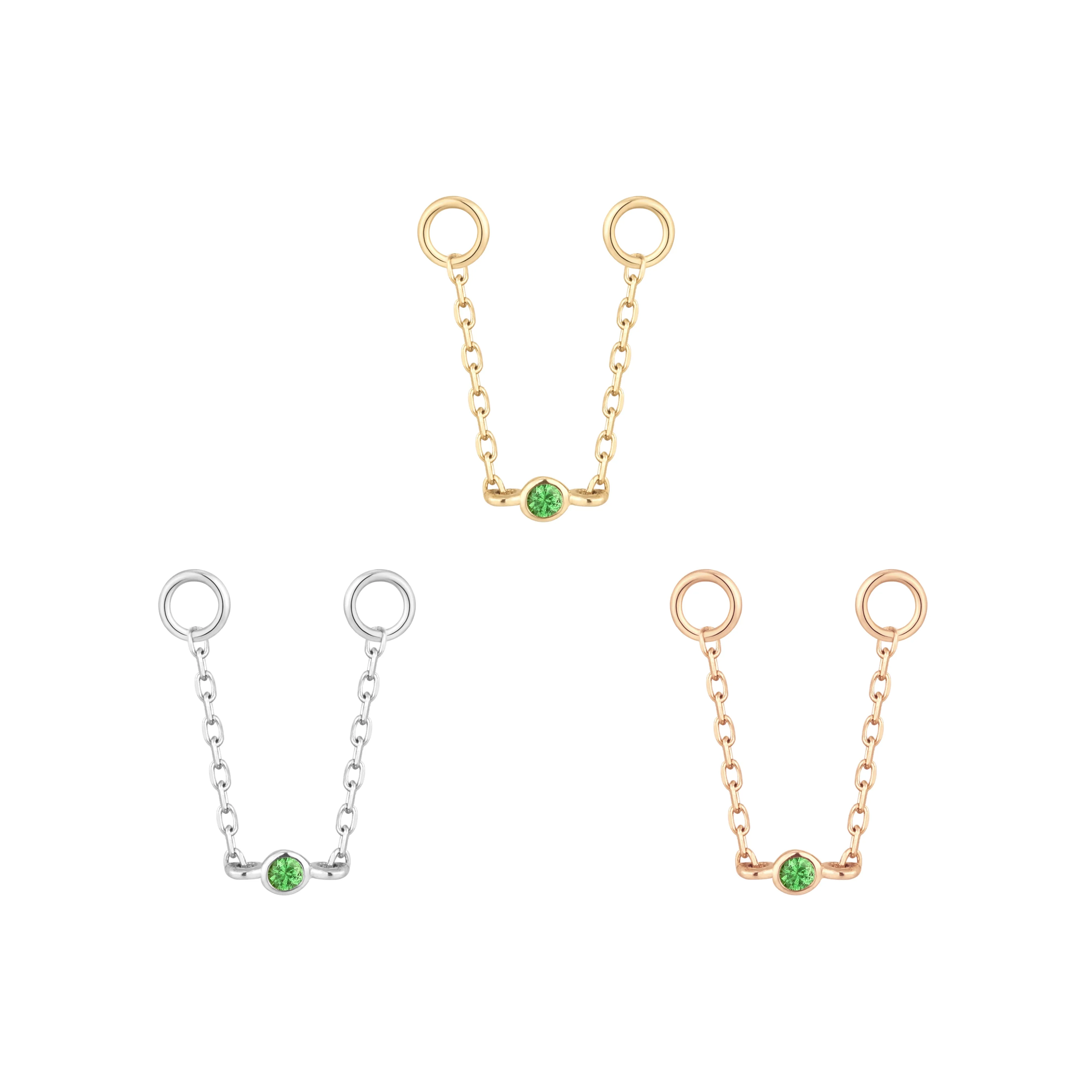 Round Center - Tsavorite - Gold Chain