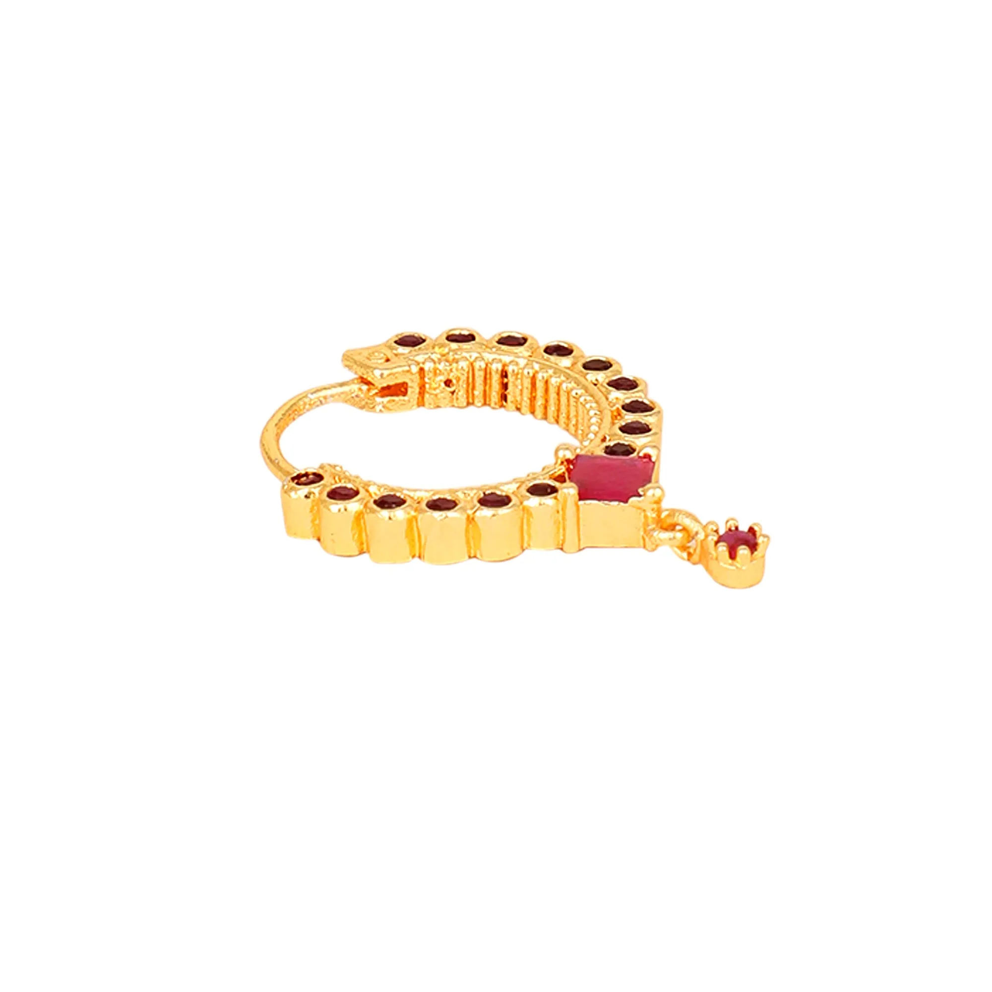 Ruby Red Gold Plated Nose Pin