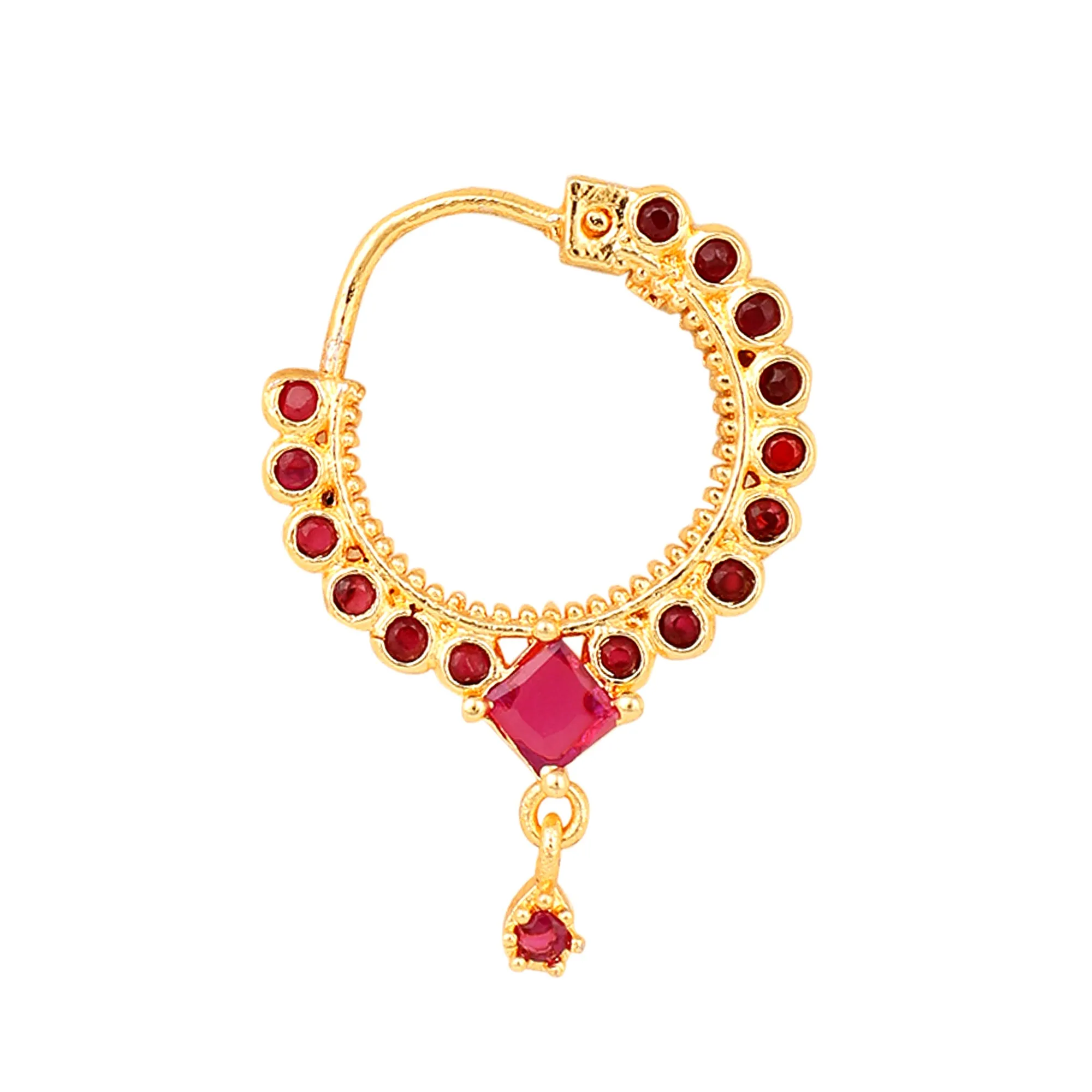 Ruby Red Gold Plated Nose Pin