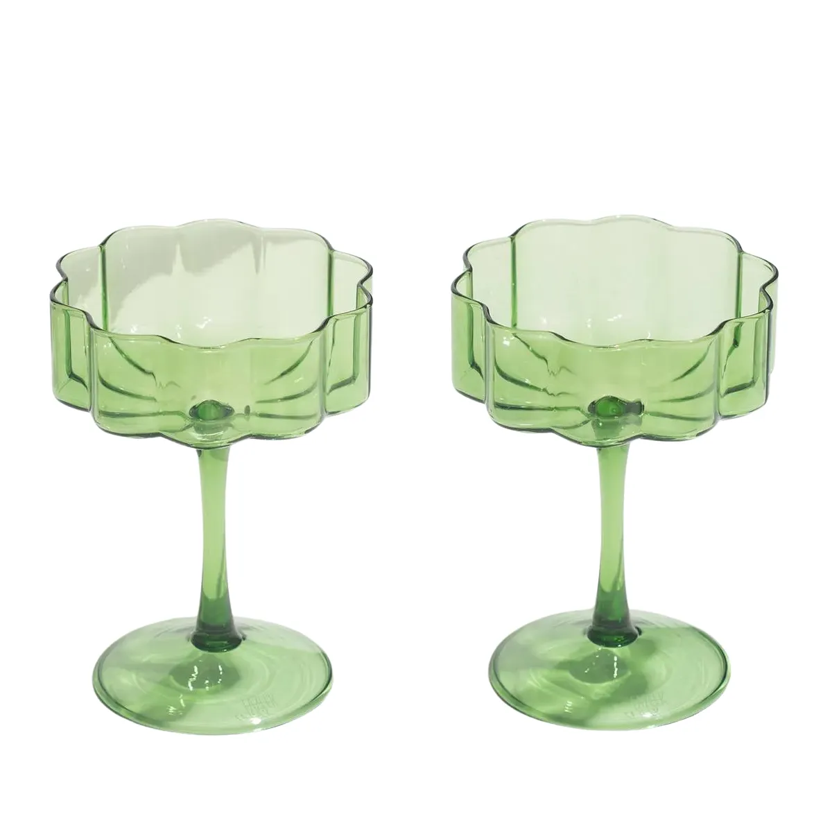 Scalloped Coupe Glasses Set - (3 colors)