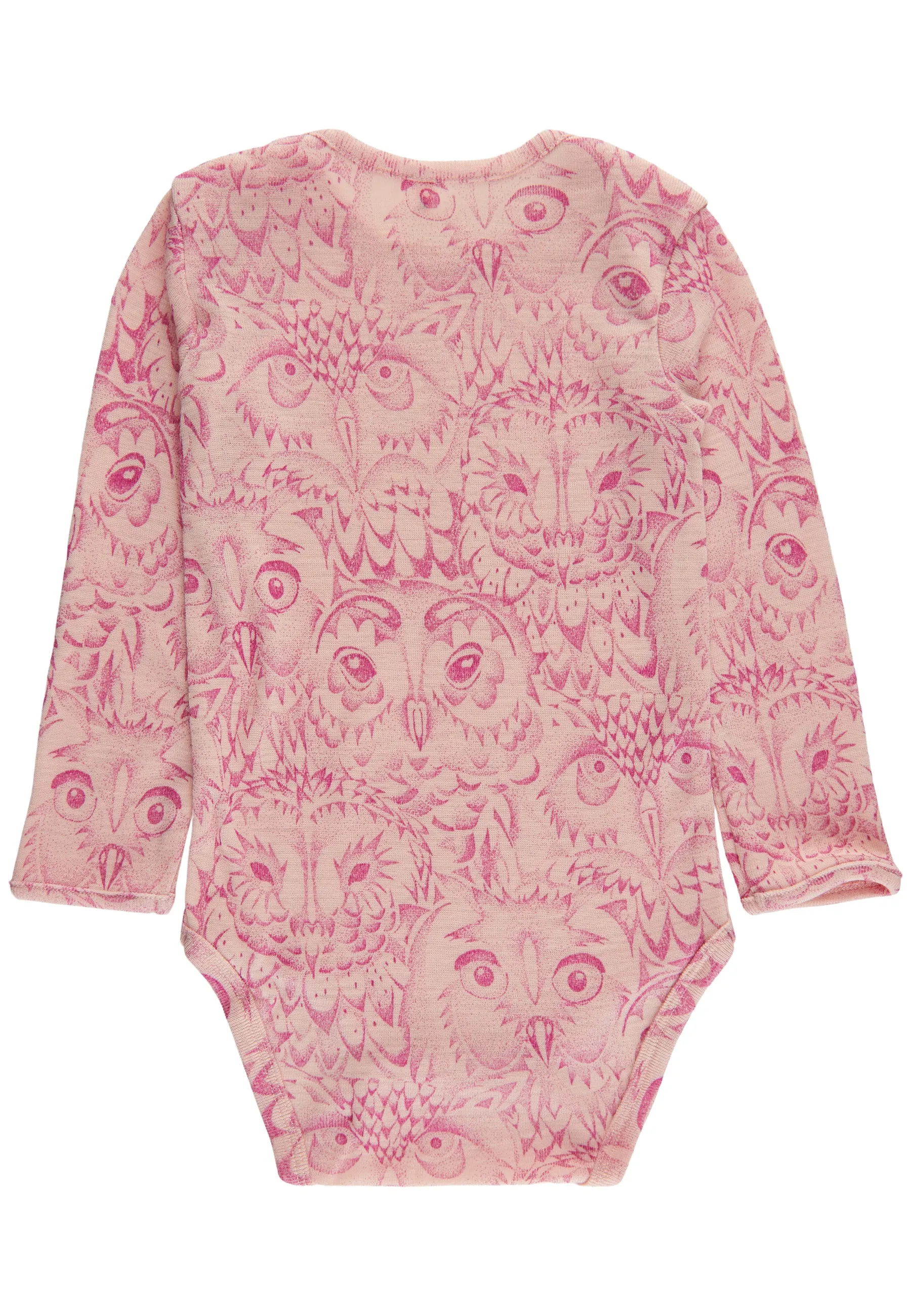 SGBBob Baby Owl Wool Bodysuit - Cameo rose