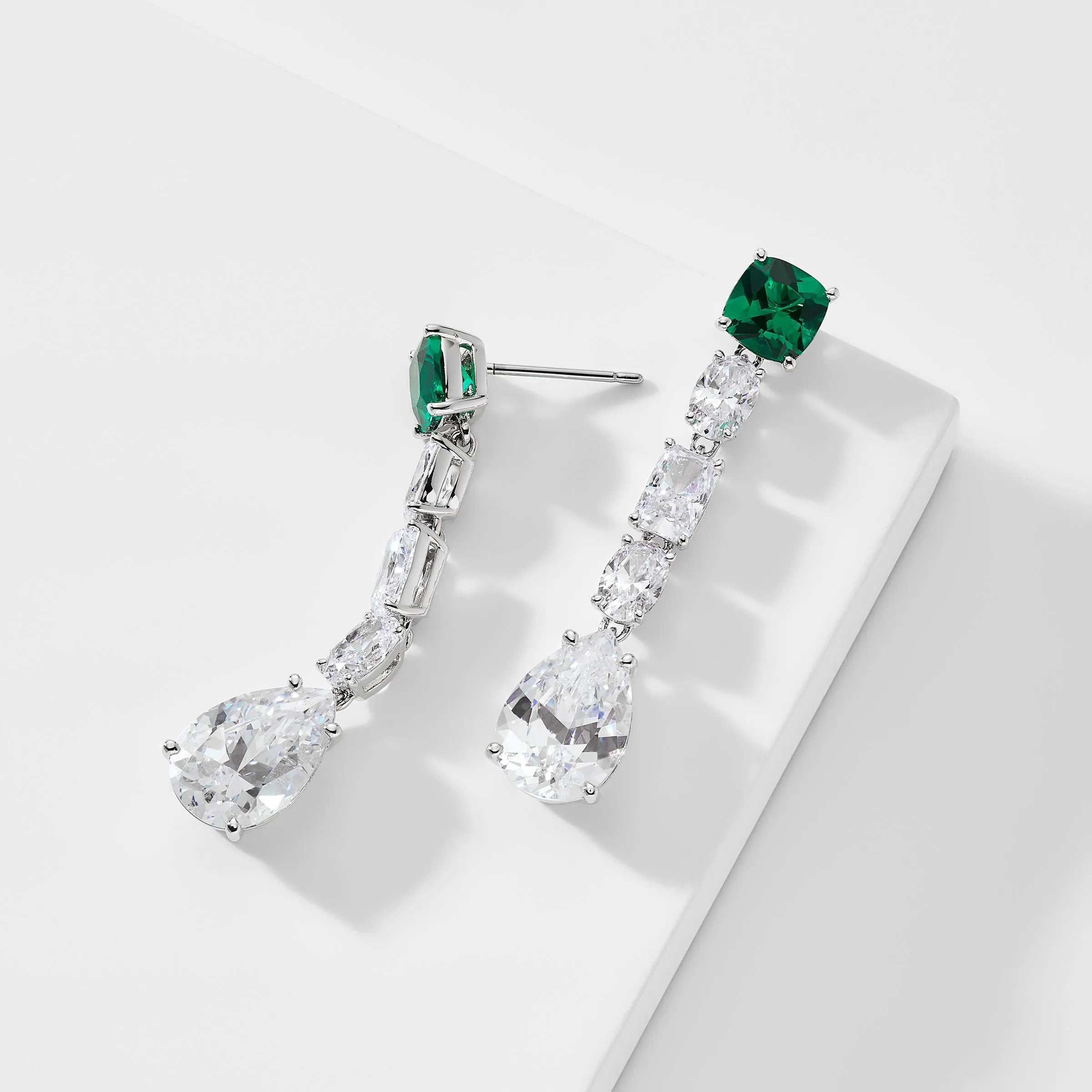 SHINE ON GREEN CZ LINEAR EARRINGS