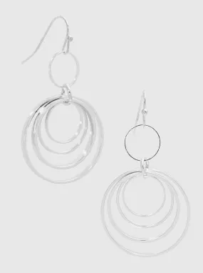 Silver Round Interlocking Drop Earrings