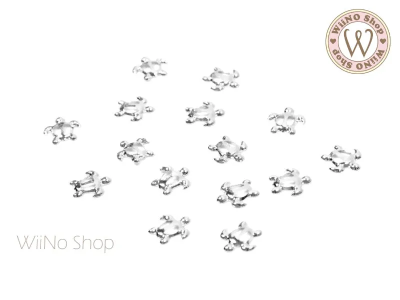 Silver Sea Turtle Metal Studs - 10 pcs