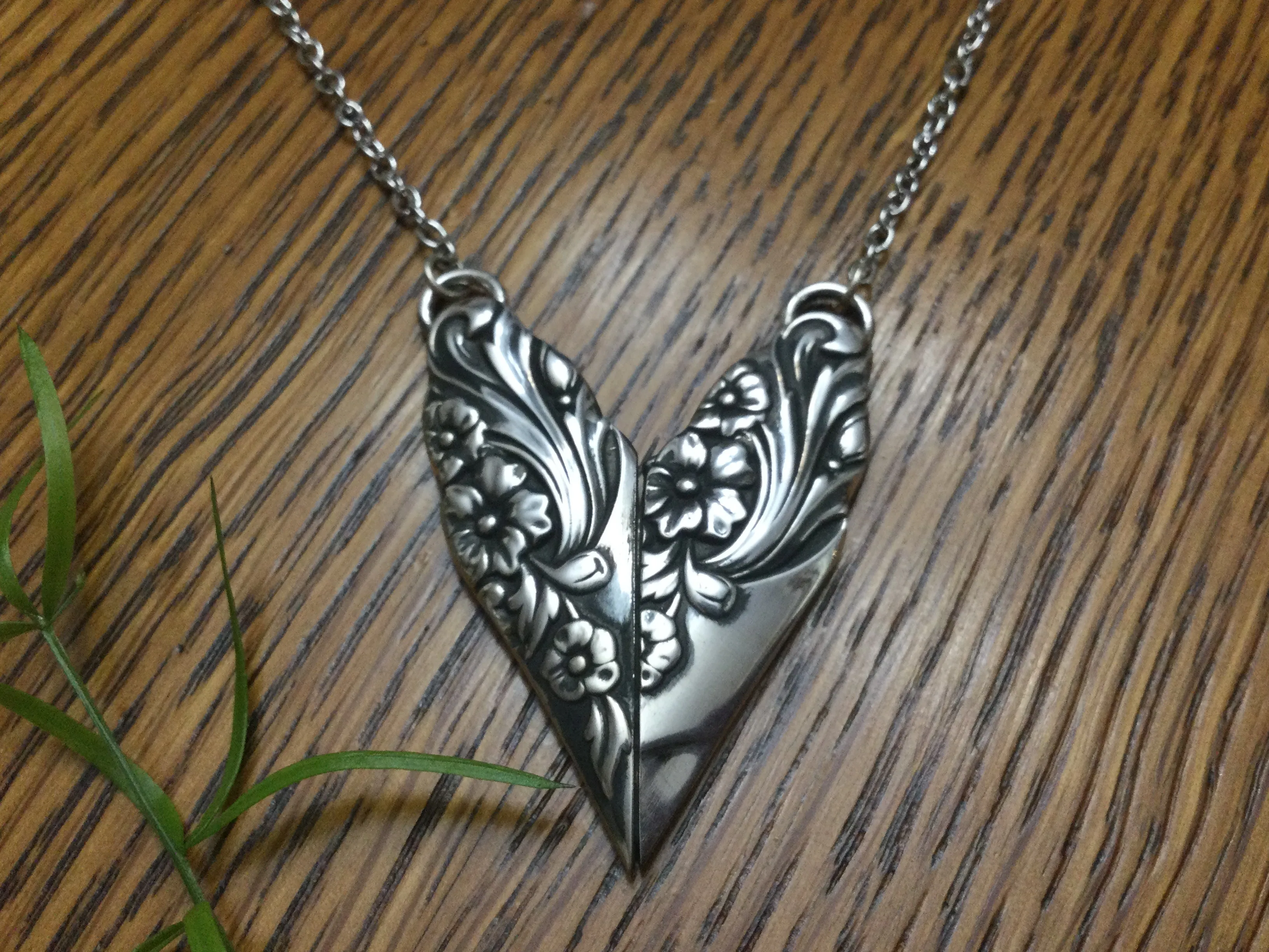 Silverware Heart Necklace Evening Star