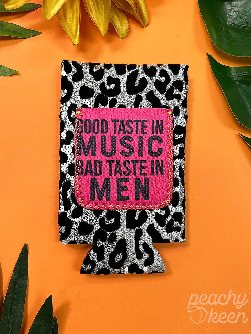 SKINNY {GOOD TASTE IN MUSIC, BAD TASTE IN MEN} Leopard Sequins Can Cooler