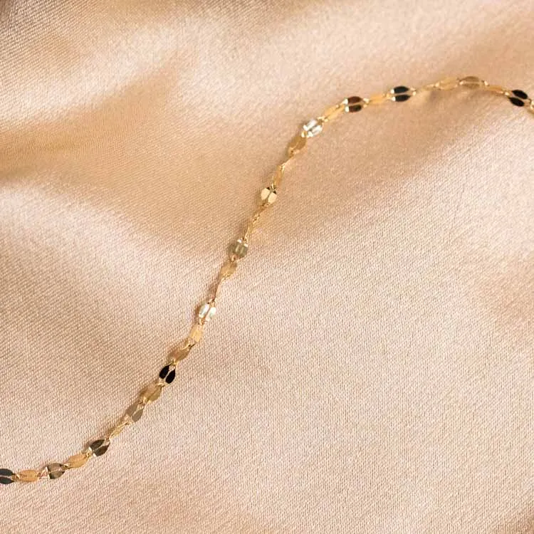 Solid Gold Bold Sparkle Link Chain Bracelet