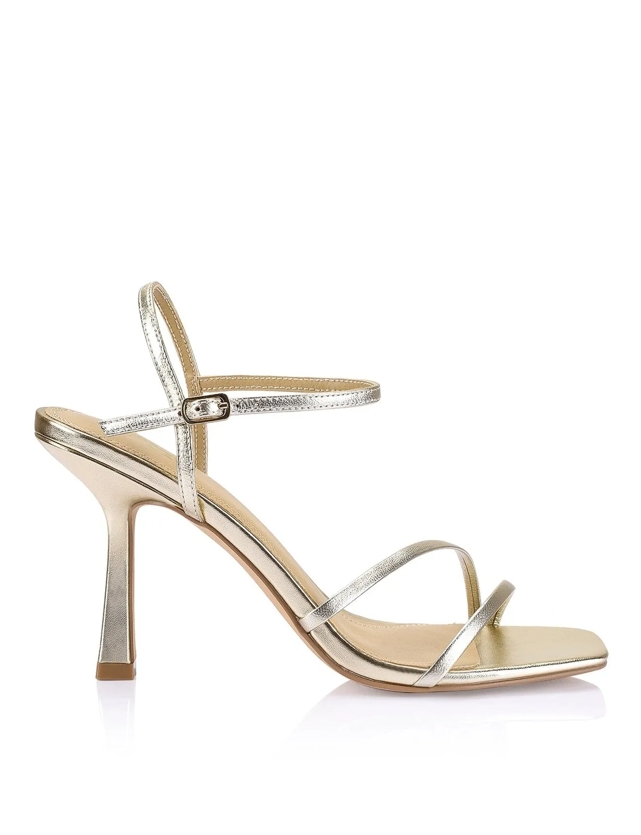 Speck Strappy Heels - Gold Metallic Leather