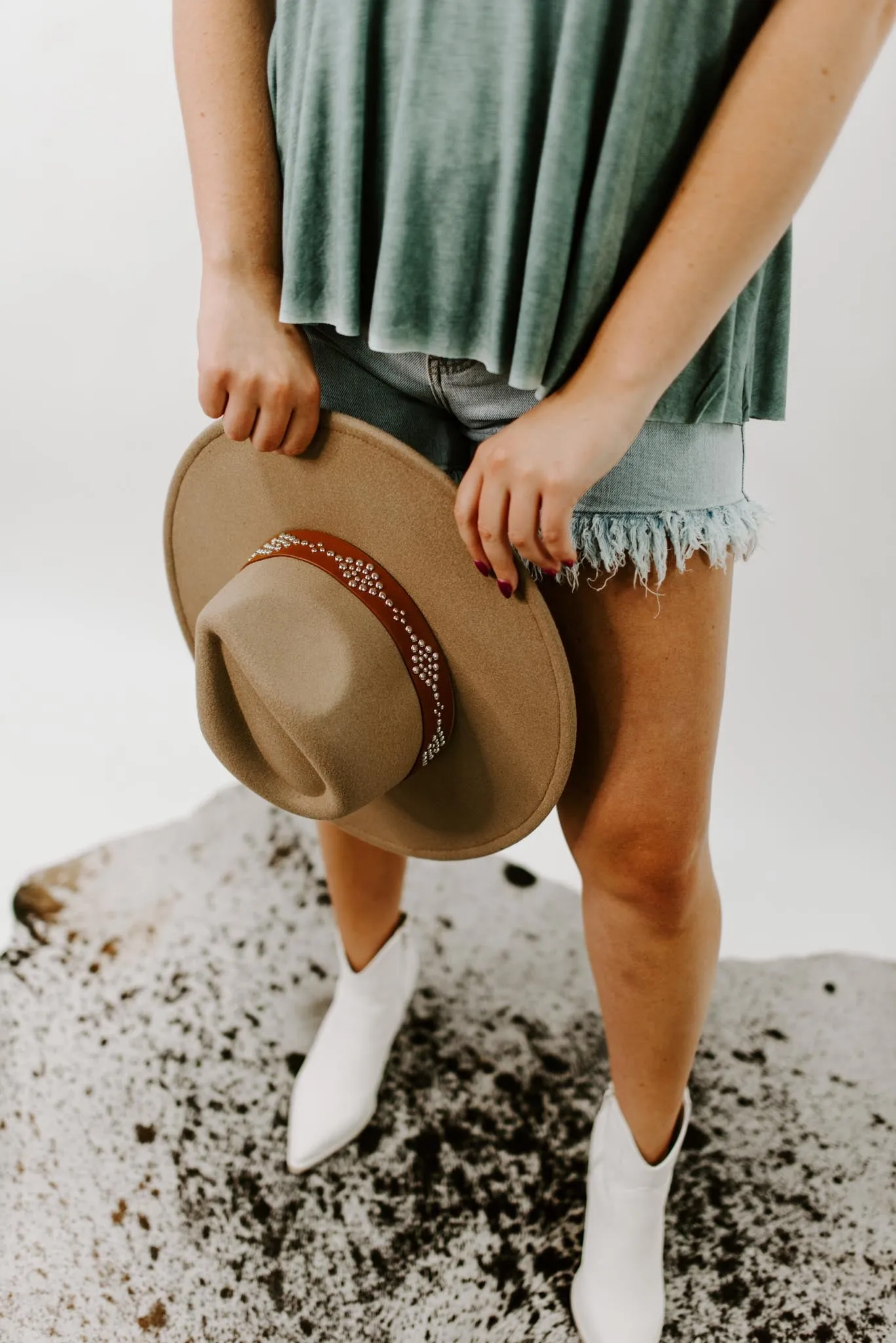 Studded Band Felt Fedora