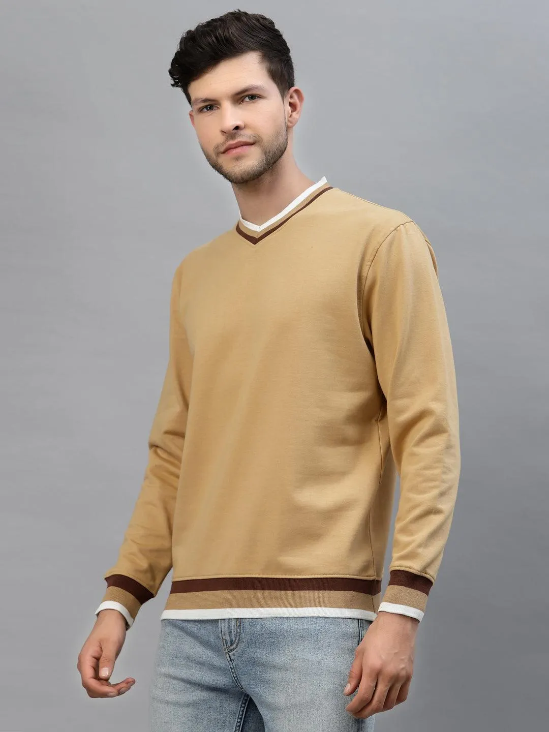 Style Quotient Men Beige Cotton Sweatshirt