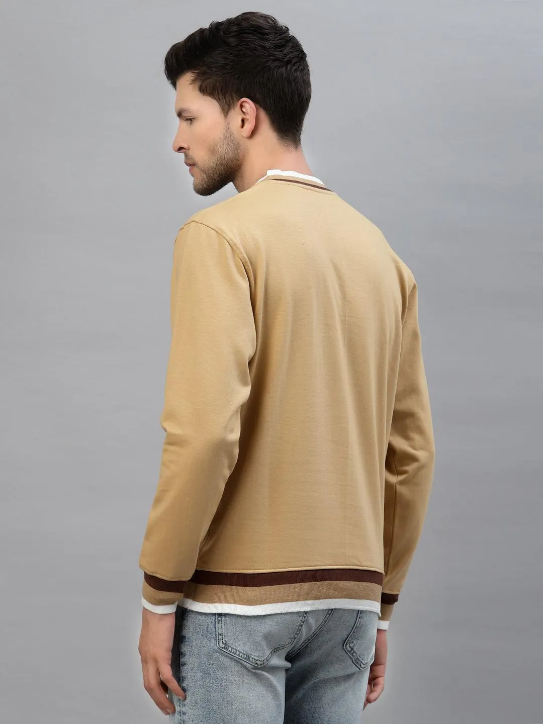 Style Quotient Men Beige Cotton Sweatshirt