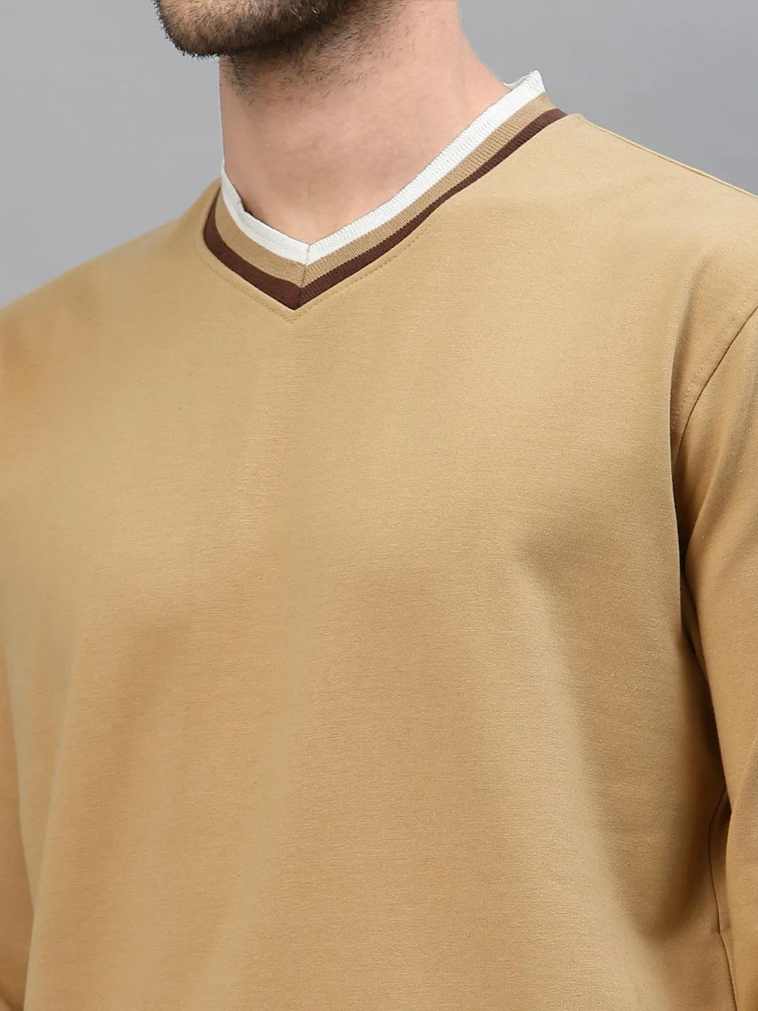 Style Quotient Men Beige Cotton Sweatshirt