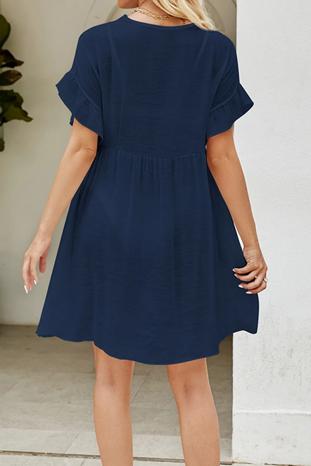 Sunset Vacation  V-Neck Flounce Sleeve Beach Cover Up Dress