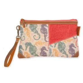 Thea Canvas Seahorse Wristlet