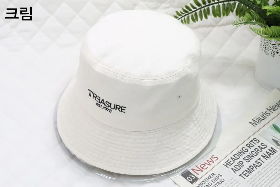 Treasure Embroidery Bucket Hats Unisex Casual Vintage Korean Kpop Fashion Accessory