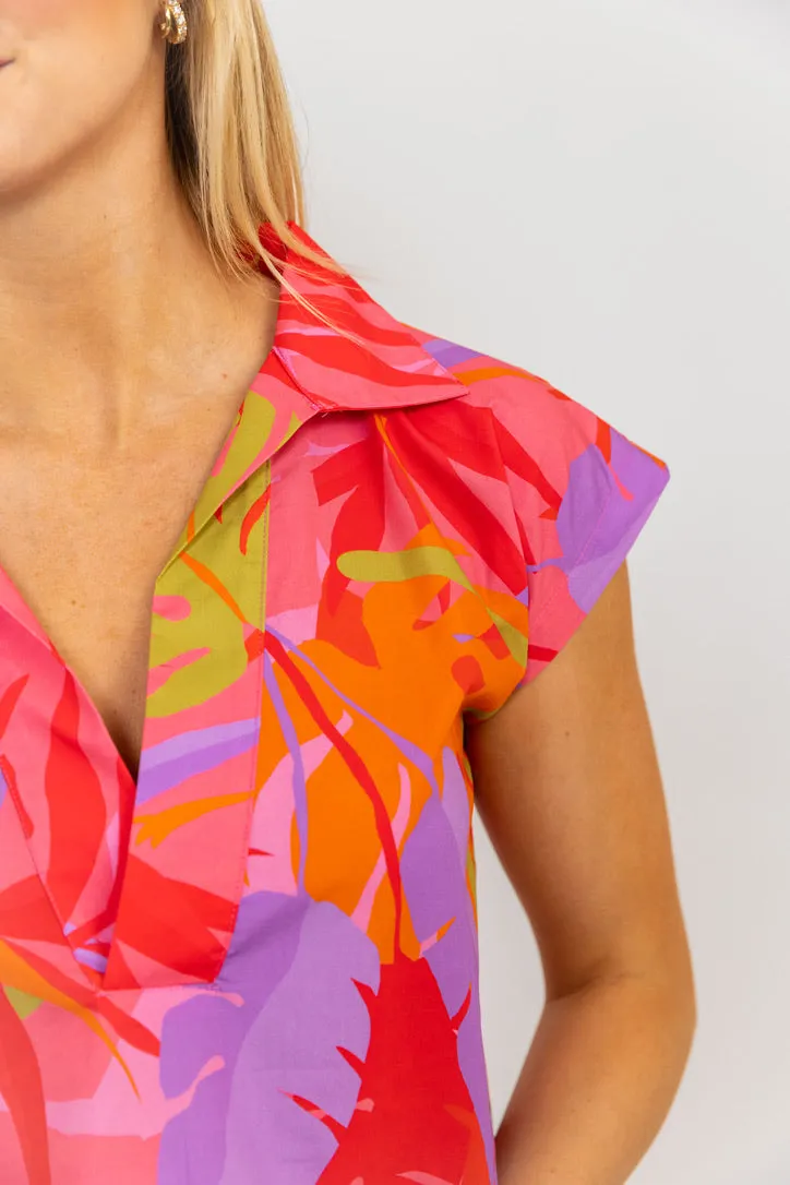 Tropical Palm Vneck Top