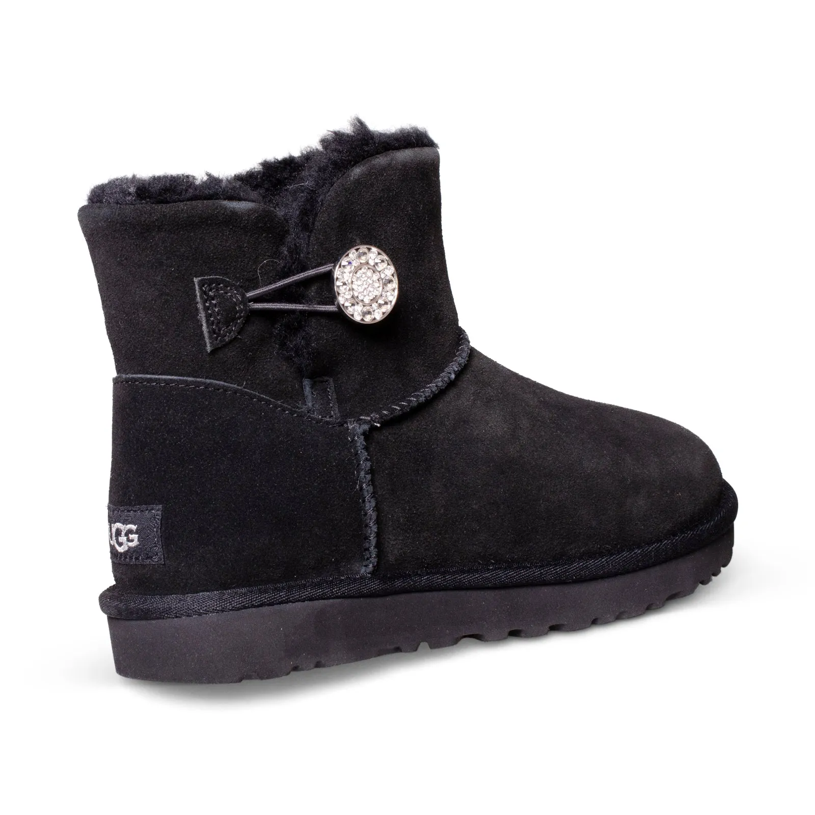 UGG Mini Bailey Button Crystals Black Boots - Women's