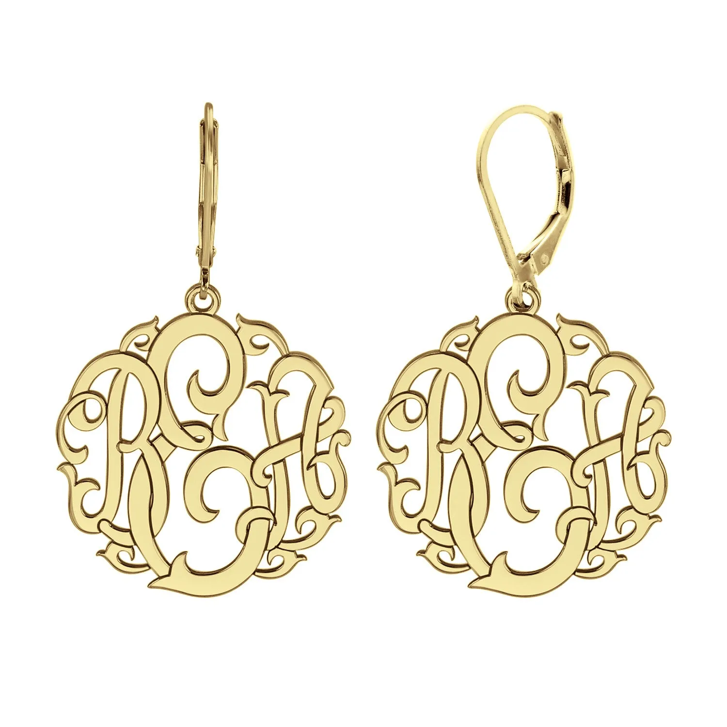 Vine Monogram Leverback Earrings