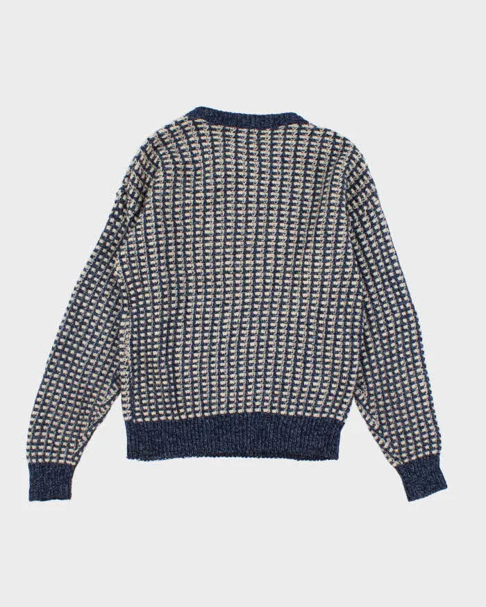 Vintage Mens Blue Knit Sweater - M