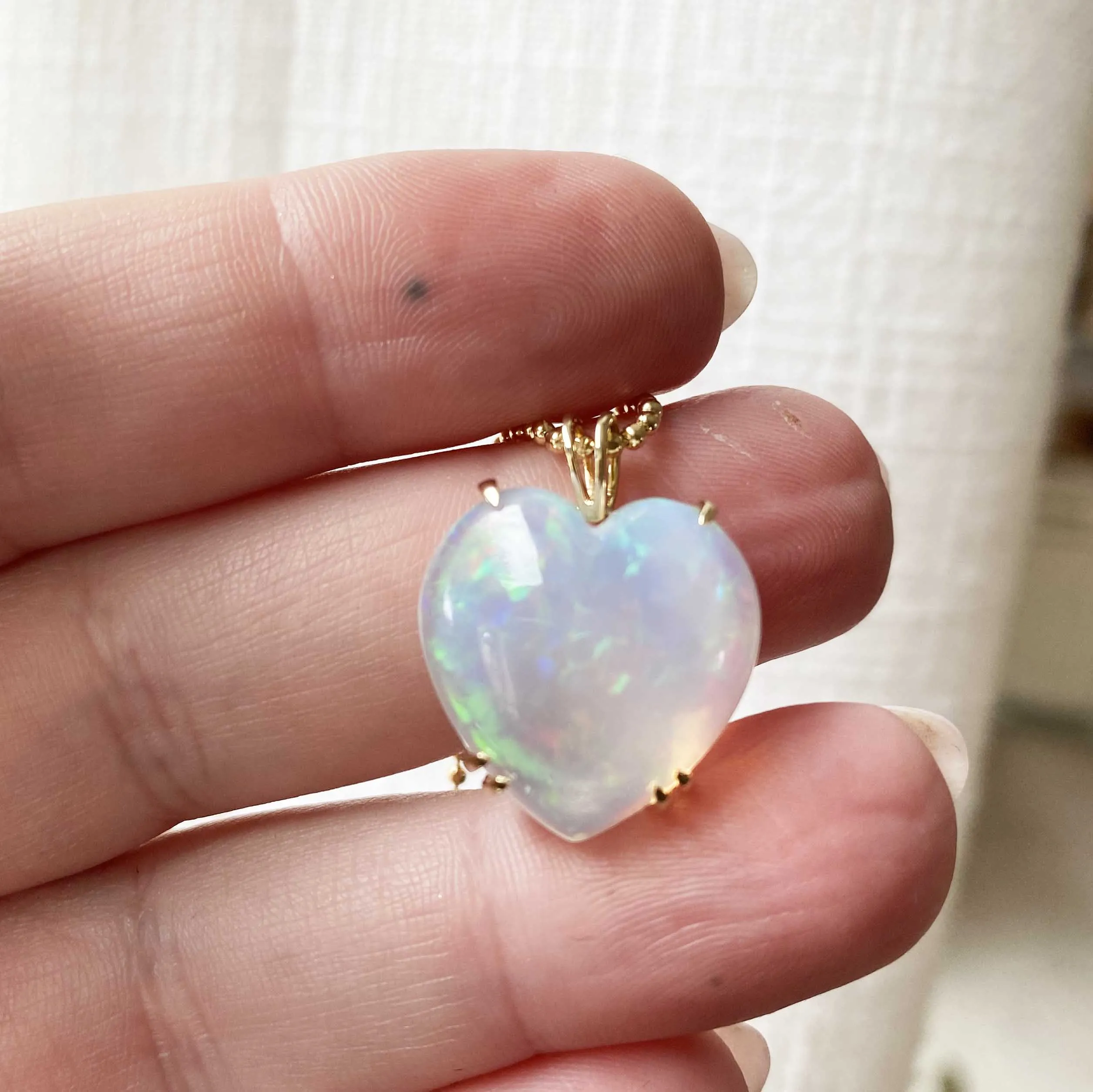 Welo Opal Puffy Heart Necklace