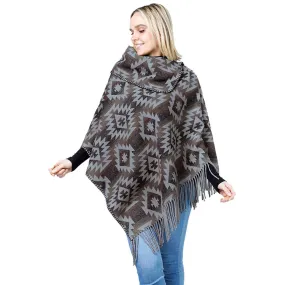 Western Pattern Tassel Poncho