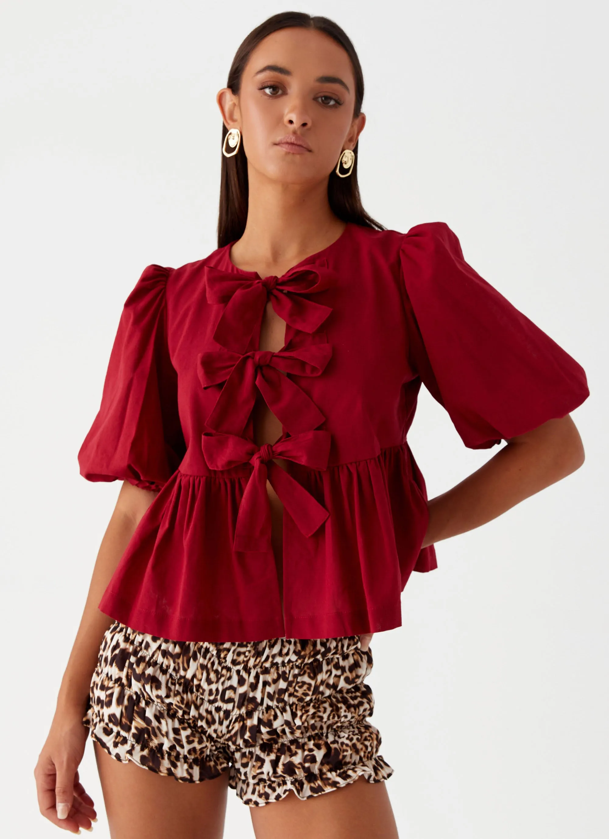 Western Wind Tie Top - Maroon