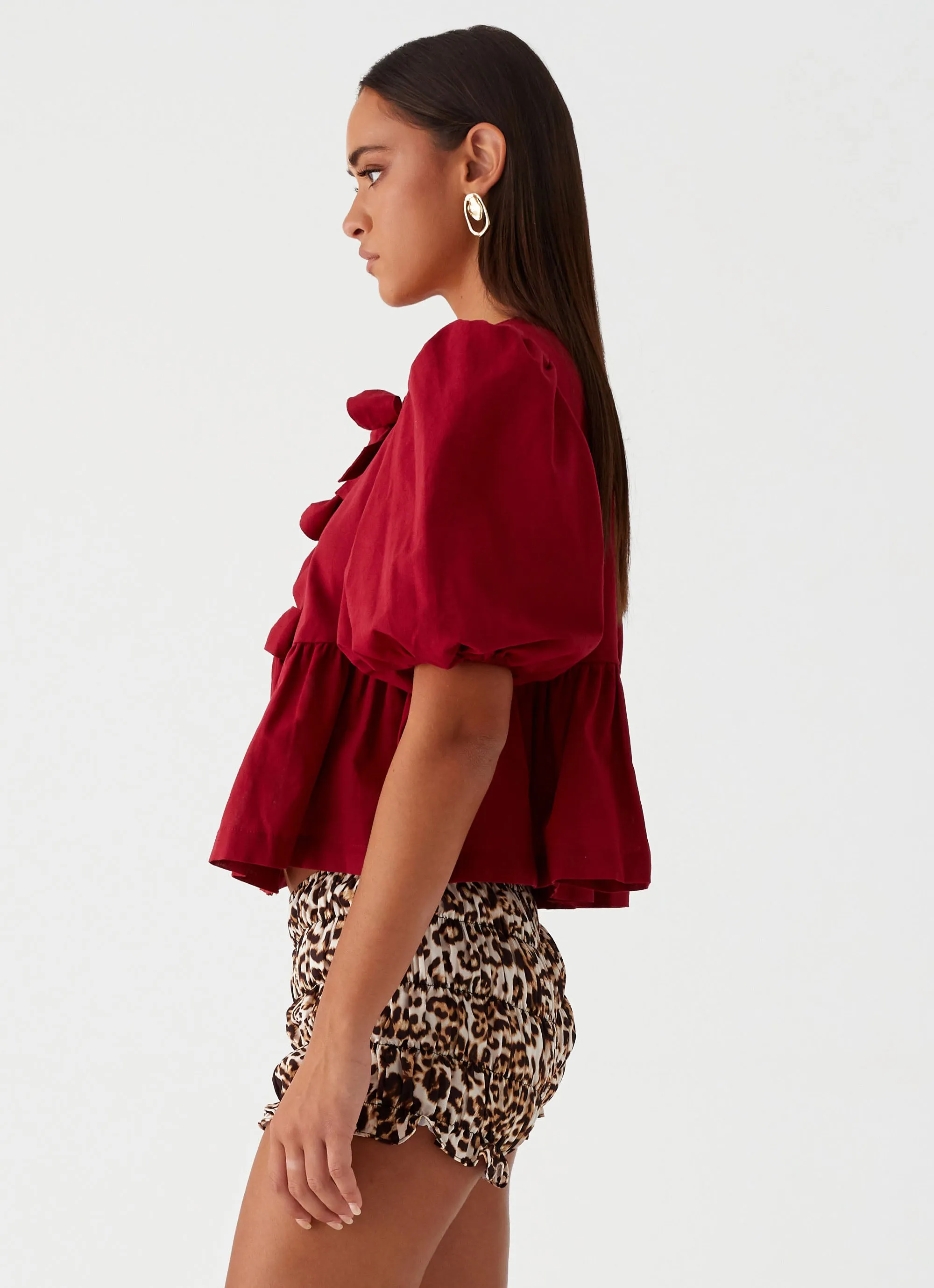 Western Wind Tie Top - Maroon