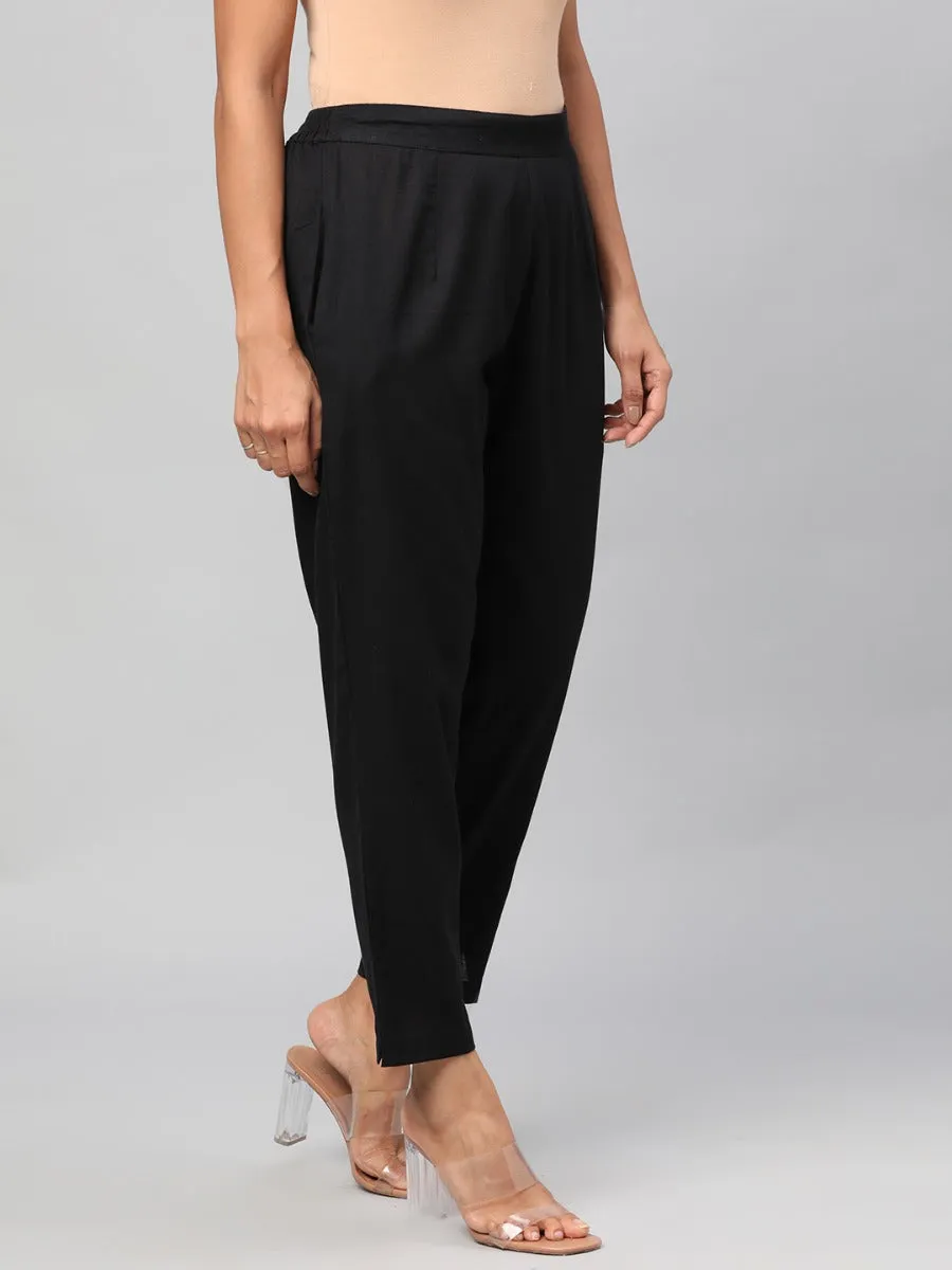 Women Black Solid Trouser