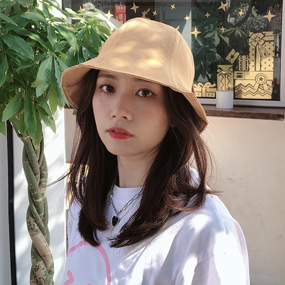 Women Cotton Double-Sided Short Brim Casual Sunshade Wild Bucket Hat