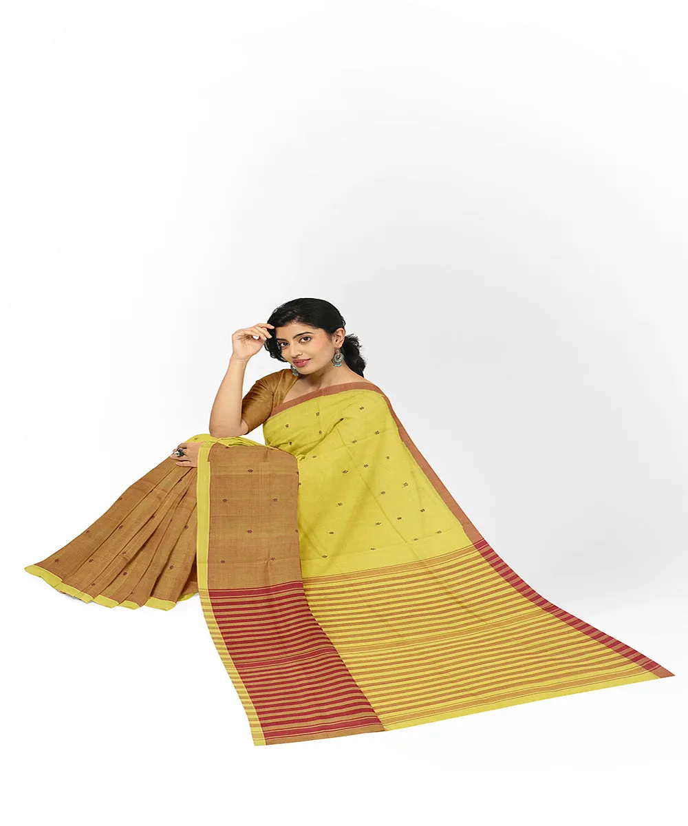 Yellow butta handwoven rajahmundry cotton saree