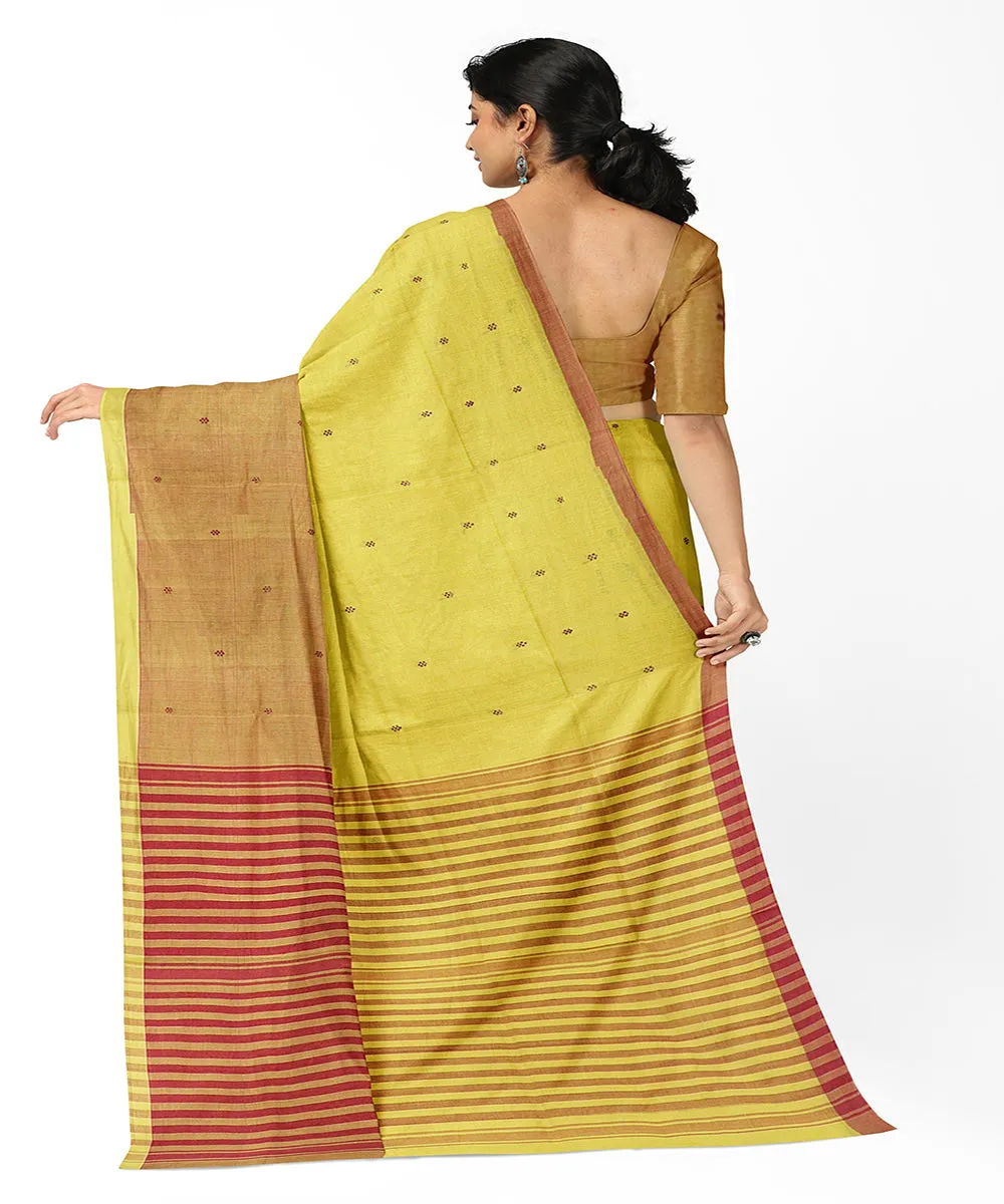 Yellow butta handwoven rajahmundry cotton saree